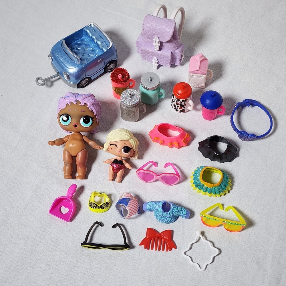 LOL Mini Dolls Clothes And Accessories lot of 23 Comb Sunglasses Car MGA